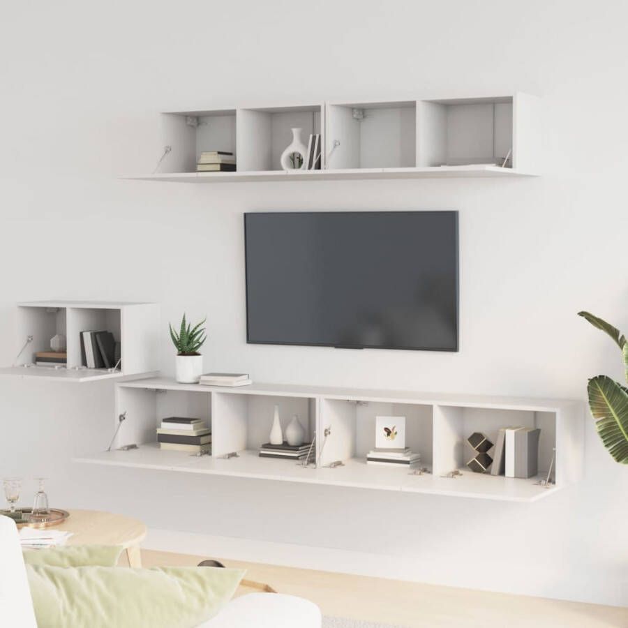 VidaXL -5-delige-Tv-meubelset-bewerkt-hout-wit