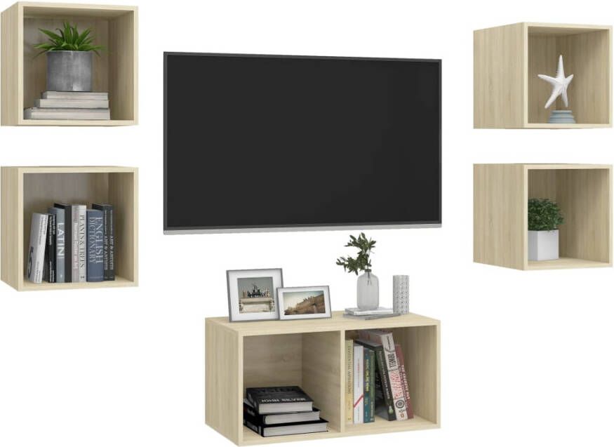 VIDAXL 5-delige Tv-meubelset bewerkt hout sonoma eikenkleurig - Foto 2