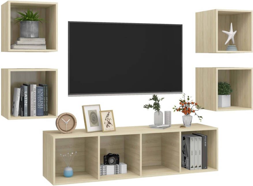 VidaXL 5-delige Tv-meubelset bewerkt hout sonoma eikenkleurig - Foto 2