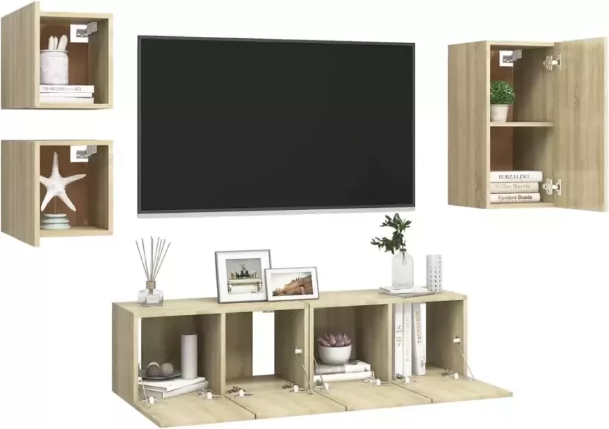 VIDAXL 5-delige Tv-meubelset bewerkt hout sonoma eikenkleurig - Foto 4