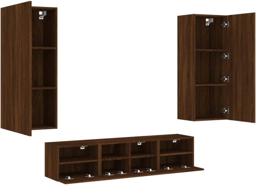 VidaXL -5-delige-Tv-wandmeubelset-bewerkt-hout-bruineikenkleurig - Foto 3