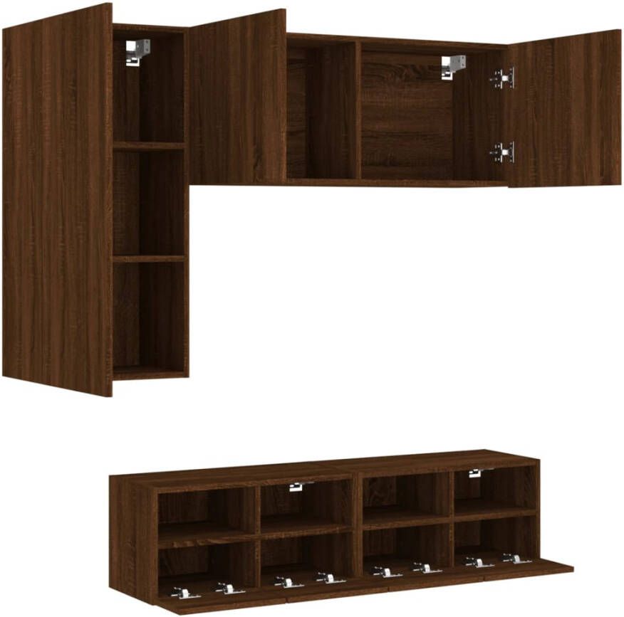 VidaXL -5-delige-Tv-wandmeubelset-bewerkt-hout-bruineikenkleurig - Foto 2