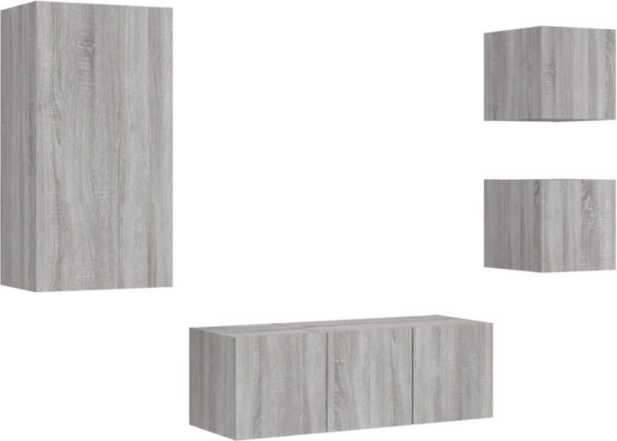 VidaXL -5-delige-Tv-wandmeubelset-met-LED-grijs-sonoma-eikenkleurig - Foto 3