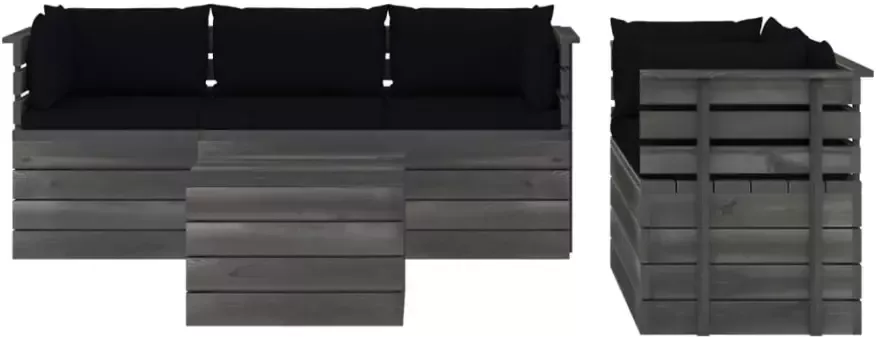 VIDAXL 6-delige Loungeset met kussens pallet massief grenenhout - Foto 2