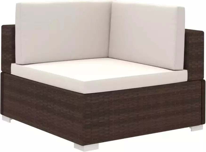 VIDAXL 6-delige Loungeset met kussens poly rattan bruin - Foto 2