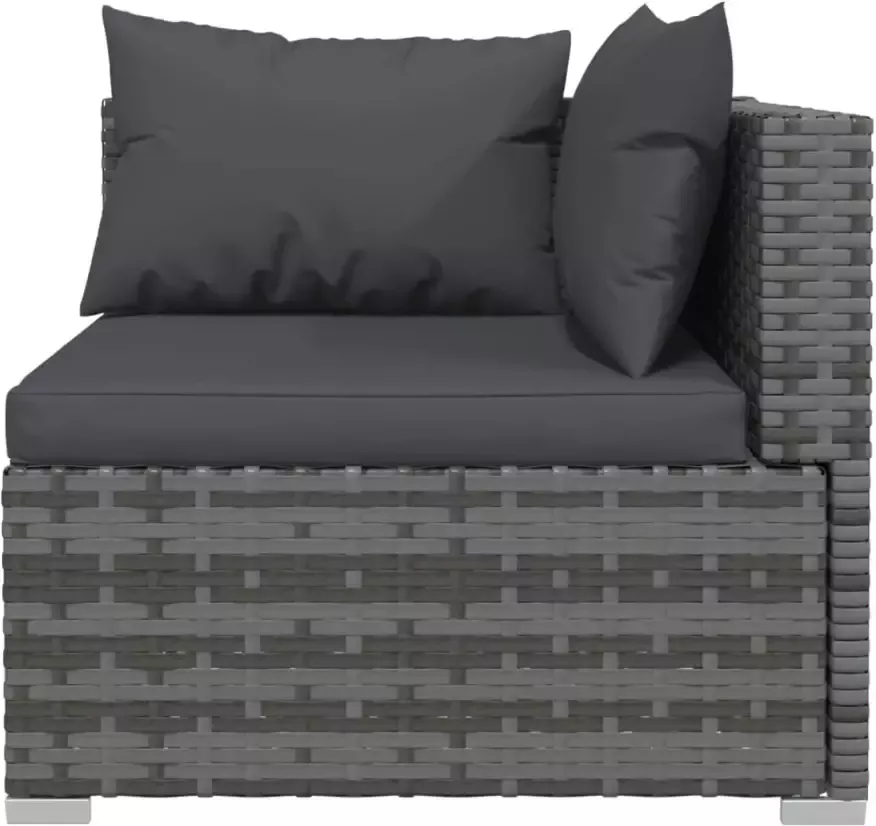 VidaXL 6-delige Loungeset met kussens poly rattan grijs - Foto 1