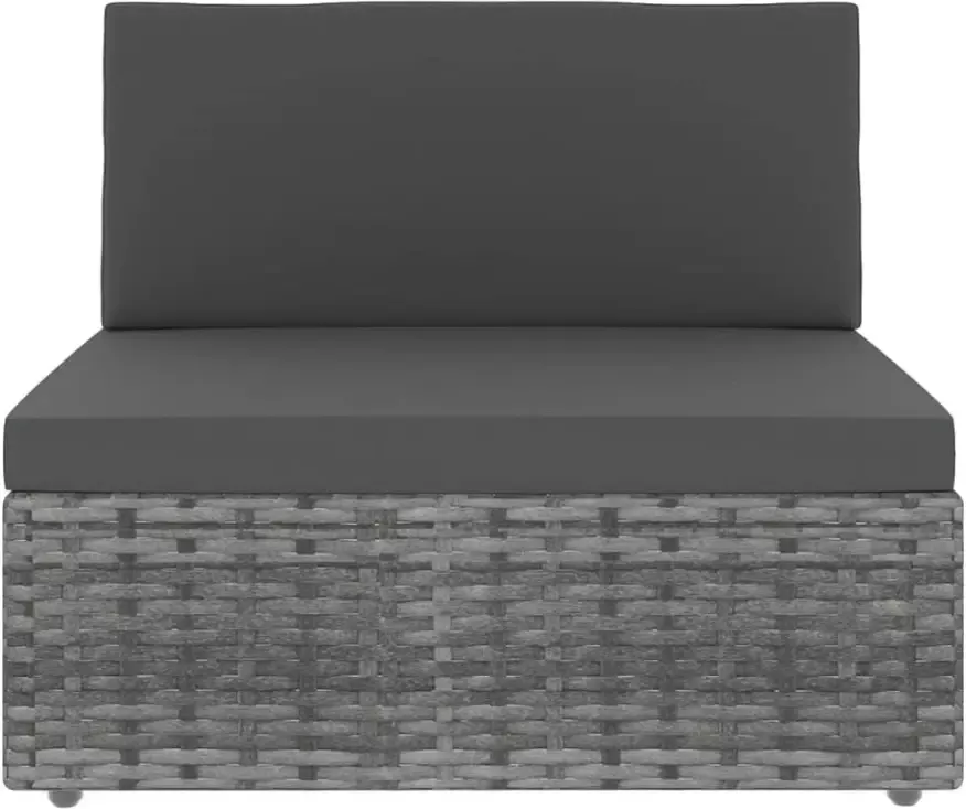 VIDAXL 6-delige Loungeset met kussens poly rattan grijs