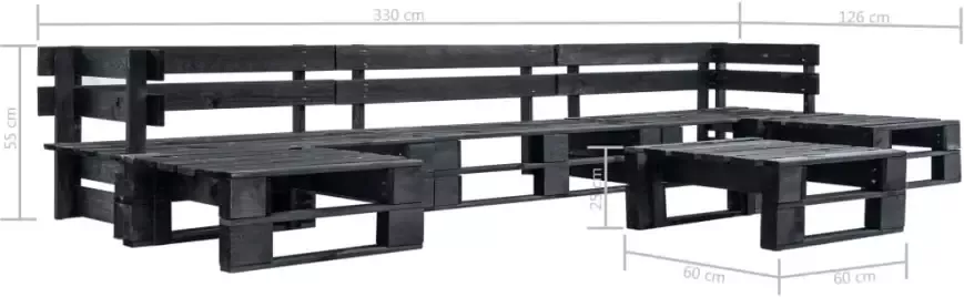 VIDAXL 6-delige Loungeset pallet hout zwart
