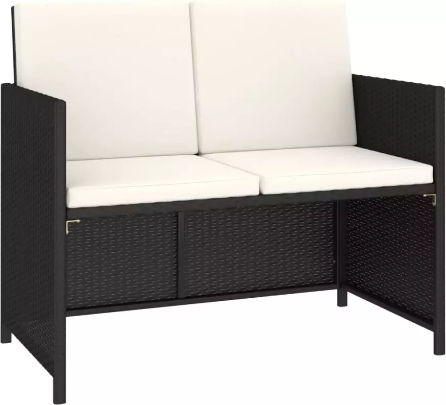 VidaXL 6-delige Tuinset met kussens poly rattan zwart