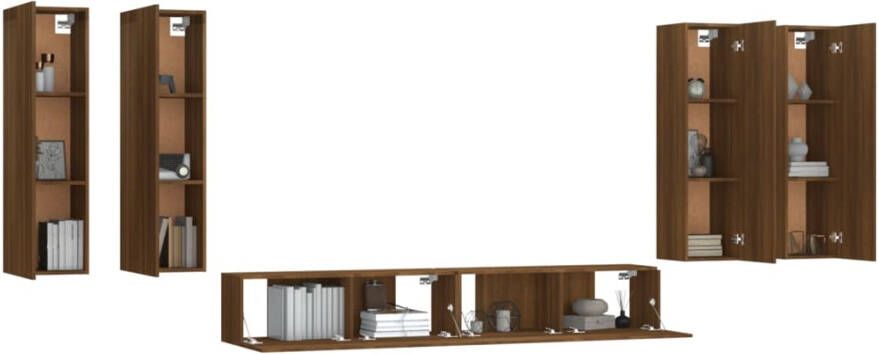 VidaXL -6-delige-Tv-meubelset-bewerkt-hout-bruin-eikenkleur