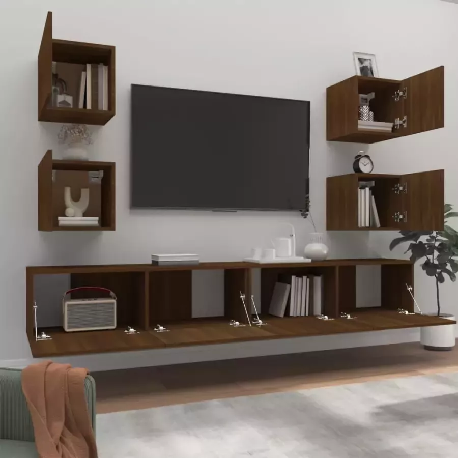VidaXL -6-delige-Tv-meubelset-bewerkt-hout-bruineikenkleurig - Foto 2