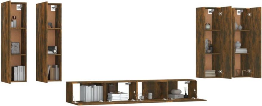 VidaXL -6-delige-Tv-meubelset-bewerkt-hout-gerookt-eikenkleurig