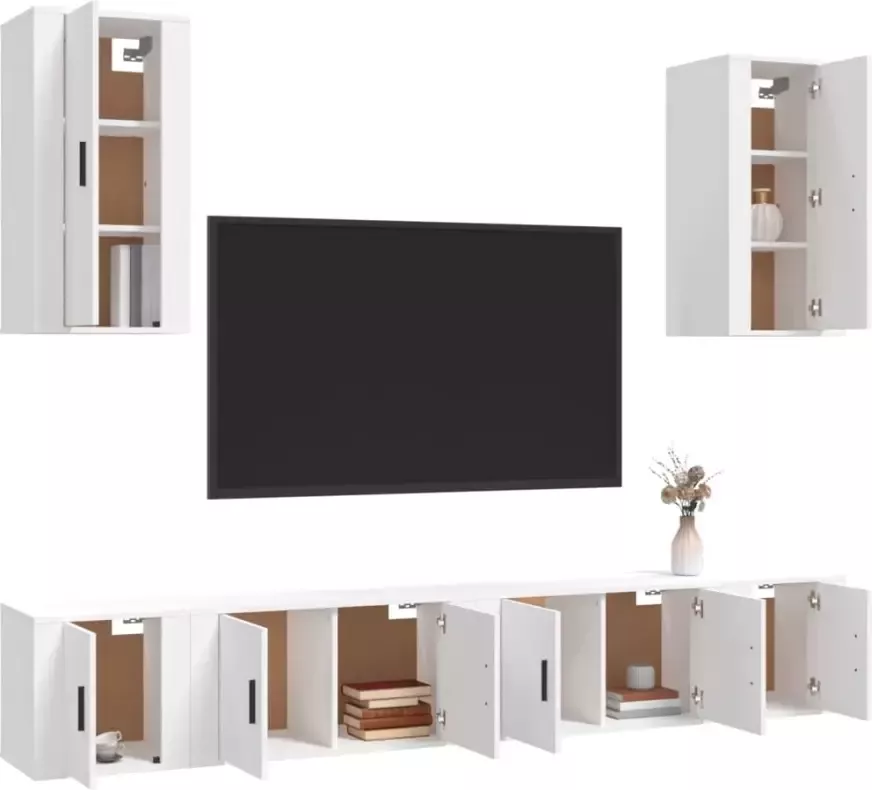 VidaXL -6-delige-Tv-meubelset-bewerkt-hout-wit - Foto 4