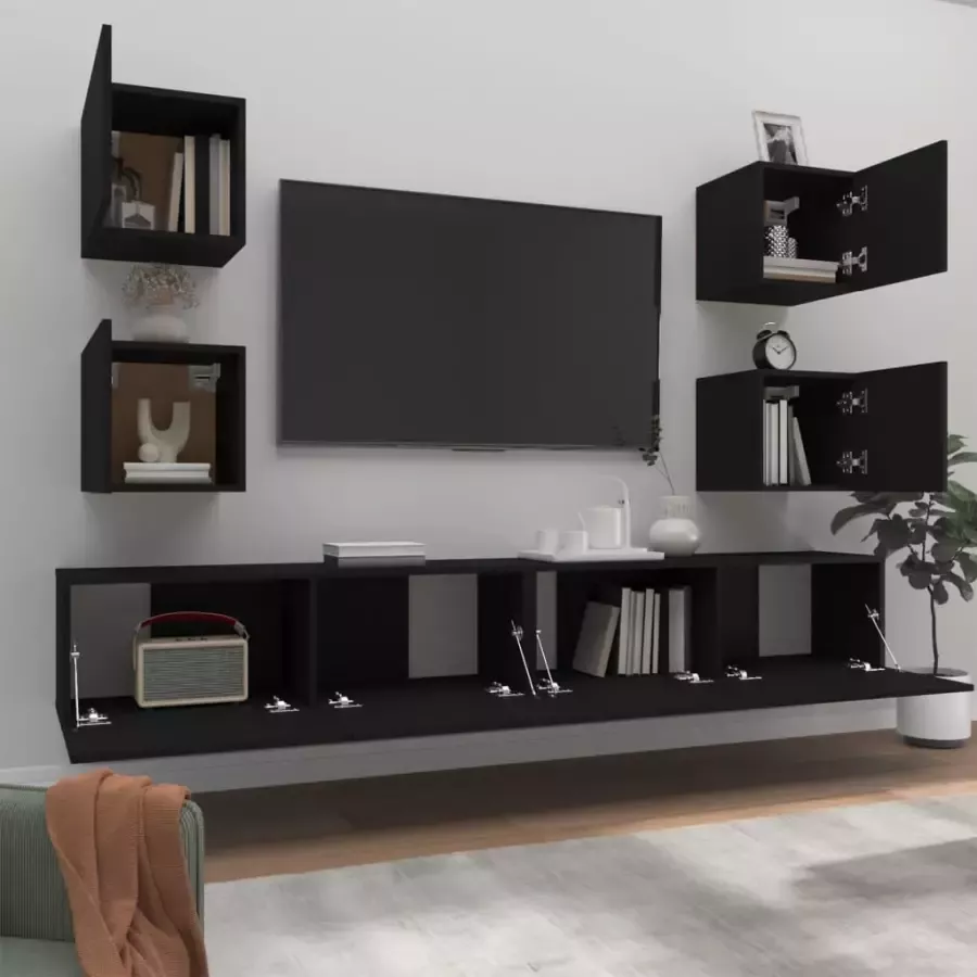 VidaXL -6-delige-Tv-meubelset-bewerkt-hout-zwart - Foto 3