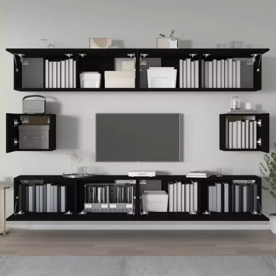 VidaXL -6-delige-Tv-meubelset-bewerkt-hout-zwart - Foto 2