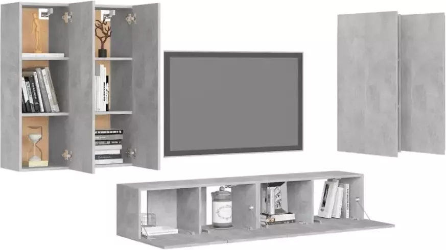 VidaXL 6-delige Tv-meubelset bewerkt hout betongrijs - Foto 2