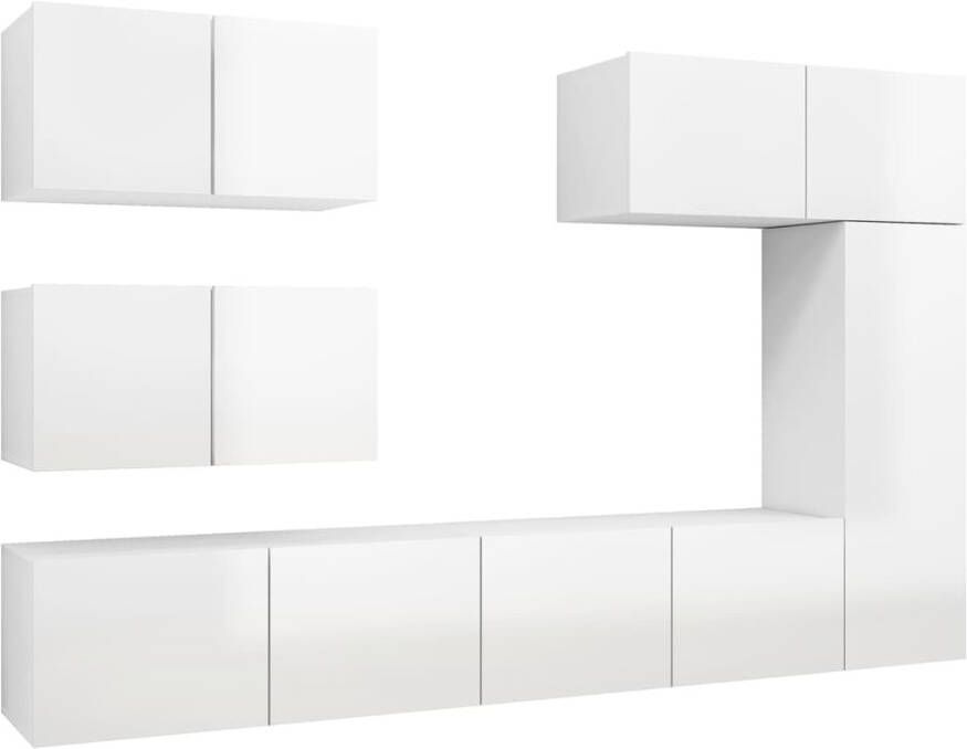 VIDAXL 6-delige Tv-meubelset bewerkt hout hoogglans wit - Foto 4