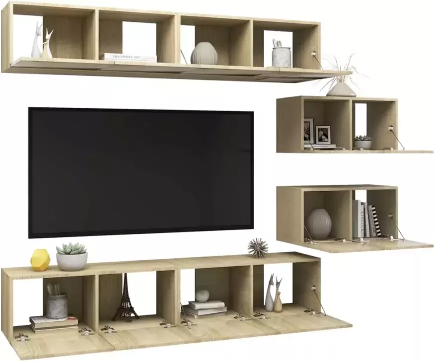 VIDAXL 6-delige Tv-meubelset spaanplaat sonoma eikenkleurig