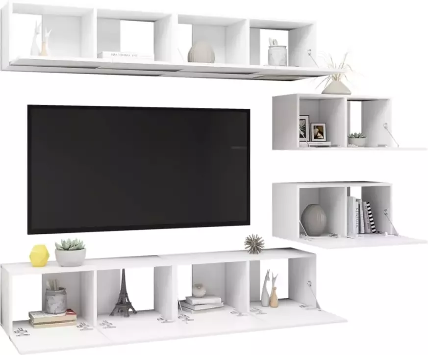 VidaXL -6-delige-Tv-meubelset-spaanplaat-wit