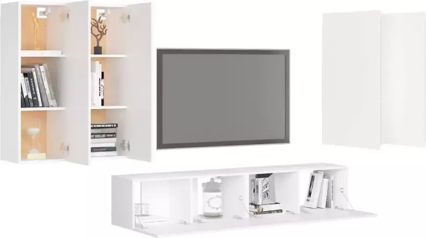 VidaXL 6-delige Tv-meubelset bewerkt hout wit - Foto 2