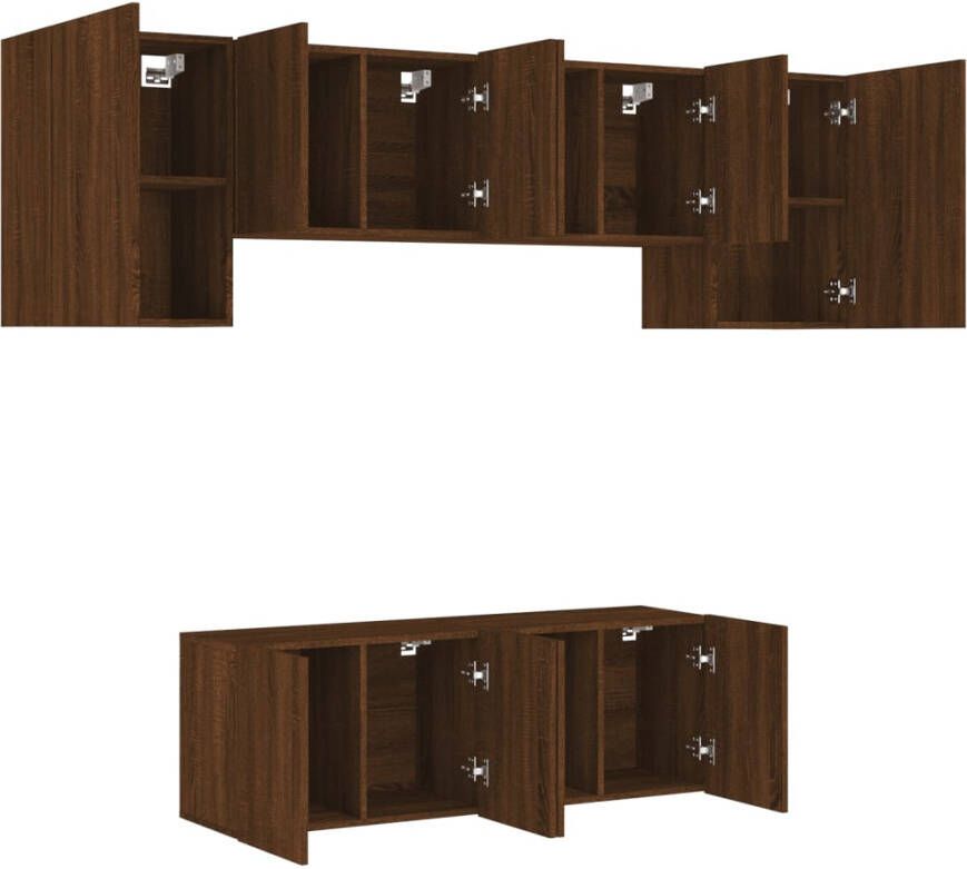 VidaXL -6-delige-Tv-wandmeubelset-bewerkt-hout-bruineikenkleurig - Foto 3