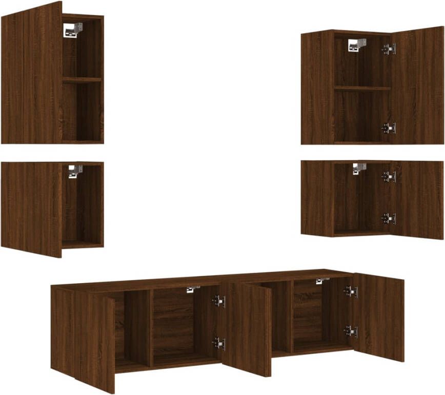 VidaXL -6-delige-Tv-wandmeubelset-bewerkt-hout-bruineikenkleurig - Foto 3