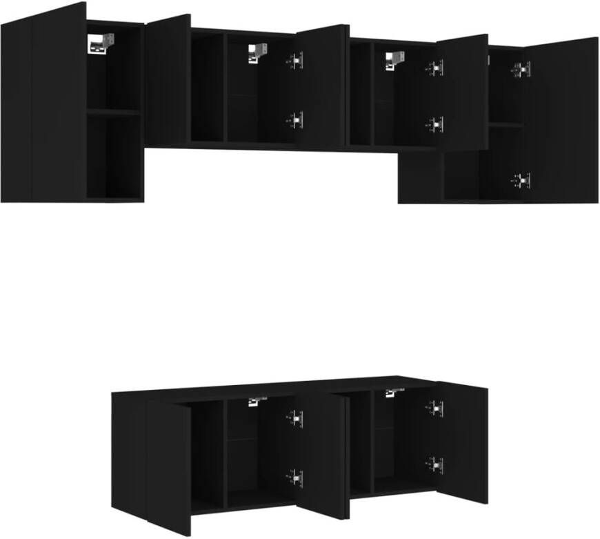 VidaXL -6-delige-Tv-wandmeubelset-bewerkt-hout-zwart - Foto 3