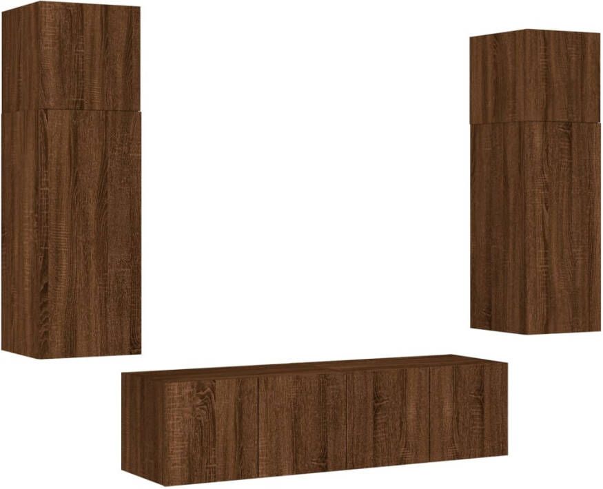 VidaXL -6-delige-Tv-wandmeubelset-met-LED-bewerkt-hout-bruineikenkleur - Foto 3