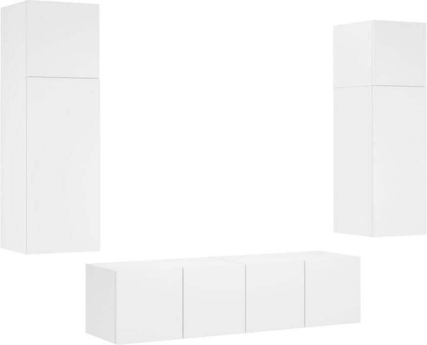 VidaXL -6-delige-Tv-wandmeubelset-met-LED-verlichting-bewerkt-hout-wit - Foto 3