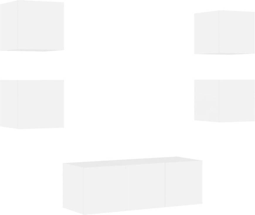 VidaXL -6-delige-Tv-wandmeubelset-met-LED-verlichting-bewerkt-hout-wit - Foto 3