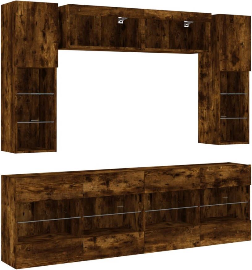 VidaXL -6-delige-Tv-wandmeubelset-met-LED-verlichting-gerookt-eiken - Foto 3