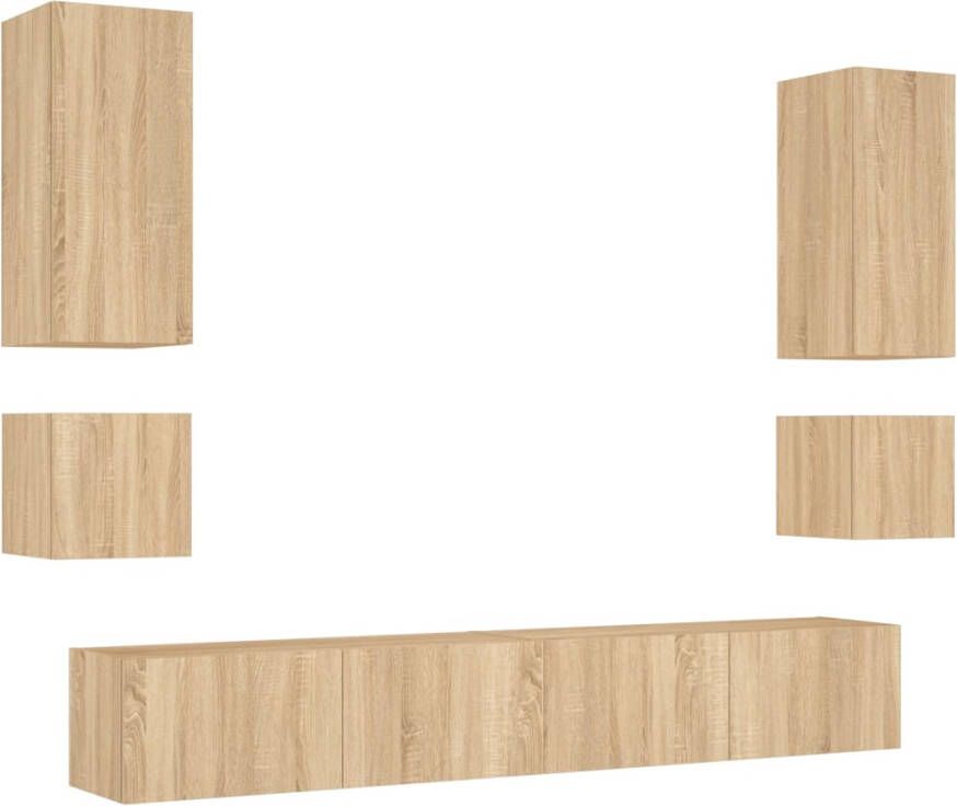 VidaXL -6-delige-Tv-wandmeubelset-met-LED-verlichting-sonoma-eikenkleur - Foto 3