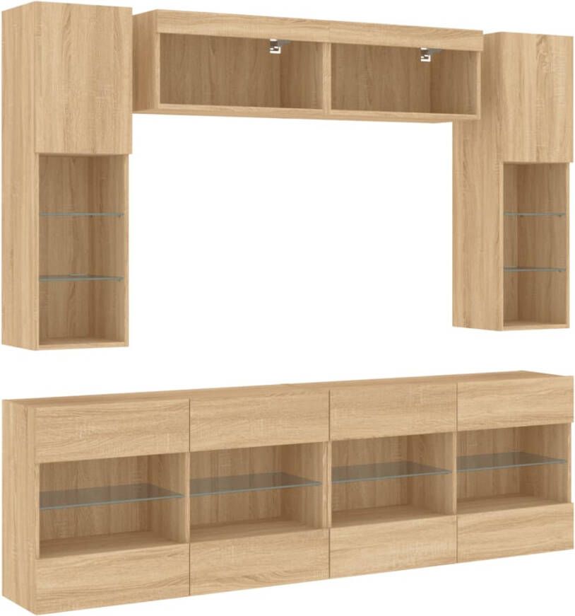 VidaXL -6-delige-Tv-wandmeubelset-met-LED-verlichting-sonoma-eikenkleur - Foto 3