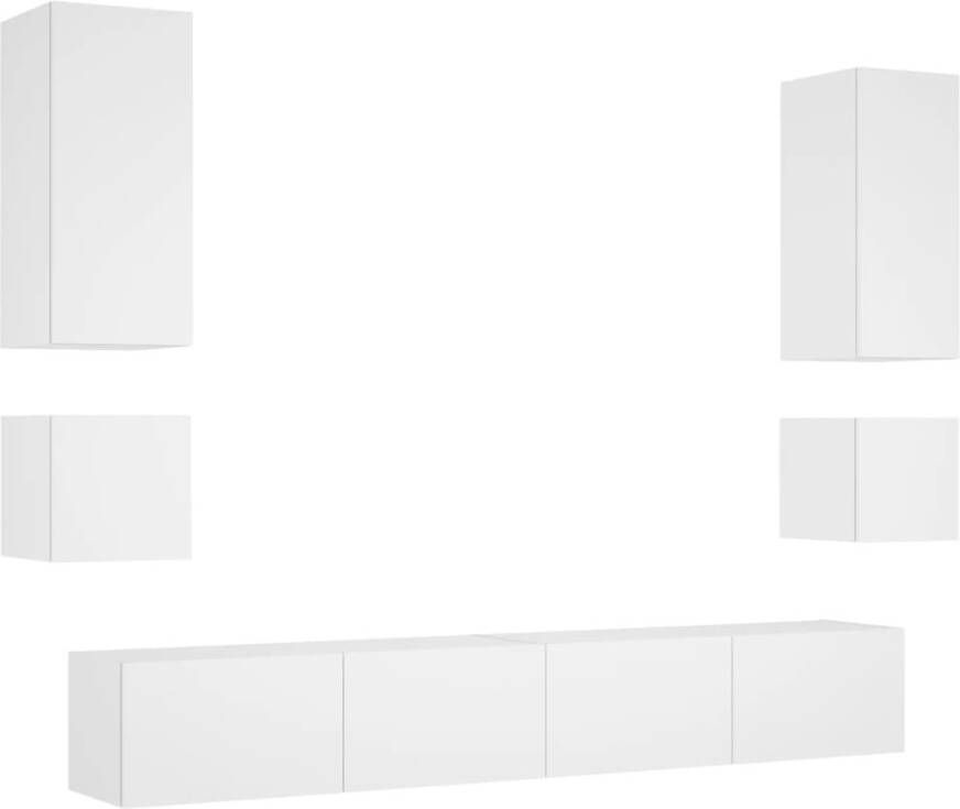 VidaXL -6-delige-tv-wandmeubelset-met-LED-verlichting-wit - Foto 3