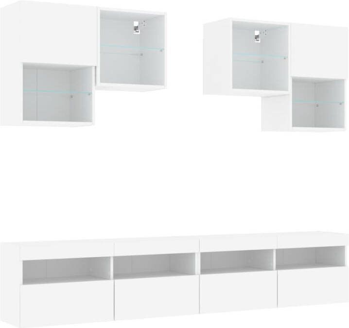 VidaXL -6-delige-Tv-wandmeubelset-met-LED-verlichting-wit - Foto 3