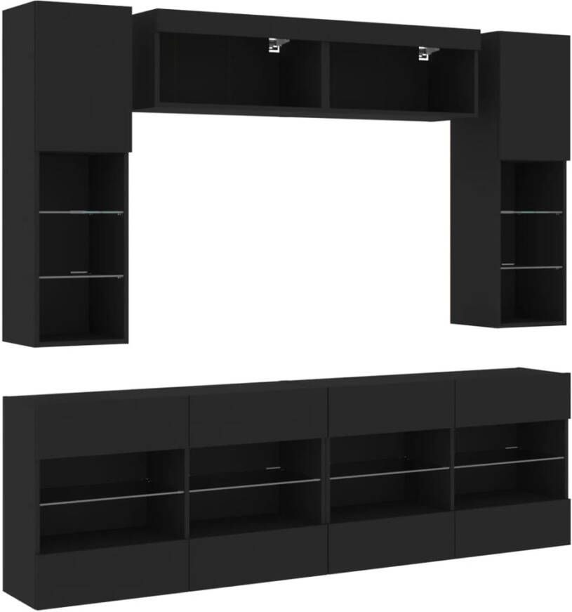 VidaXL -6-delige-Tv-wandmeubelset-met-LED-verlichting-zwart - Foto 3