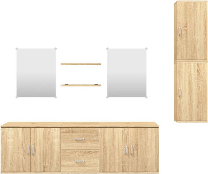 Vida XL 7-delige Badkamermeubelset bewerkt hout eikenkleurig SKU: V242562 - Foto 3