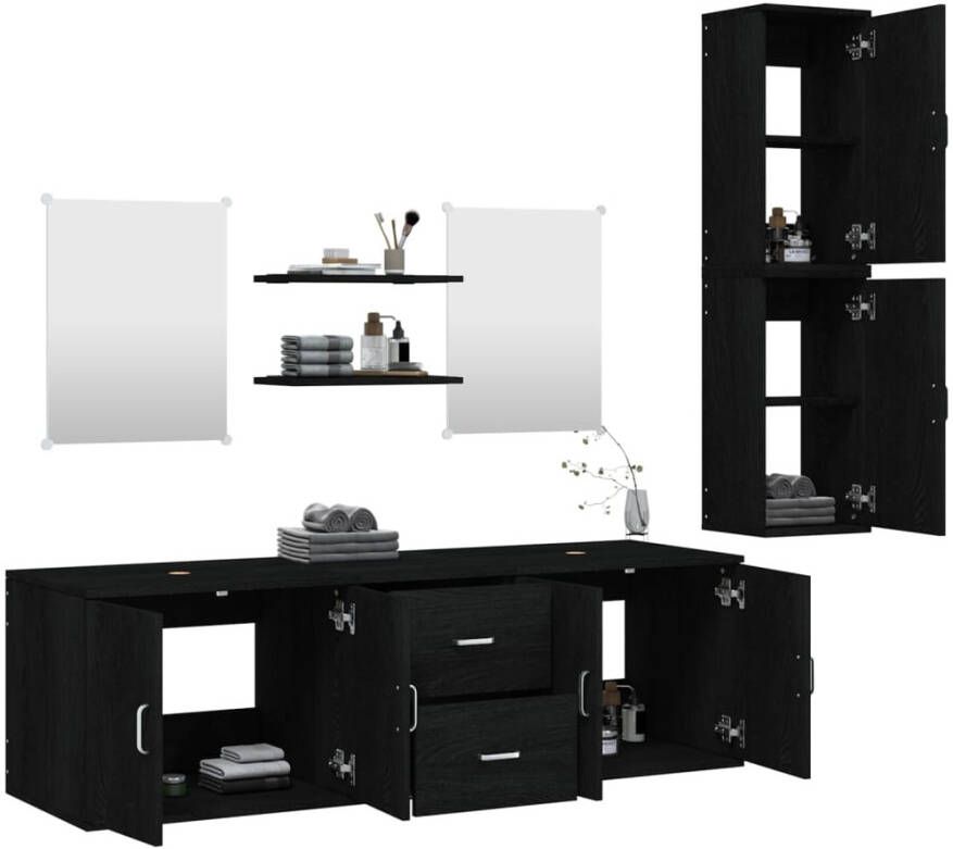 Vida XL vidaXL 7-delige Badkamermeubelset bewerkt hout zwart-VXL-242561 - Foto 2