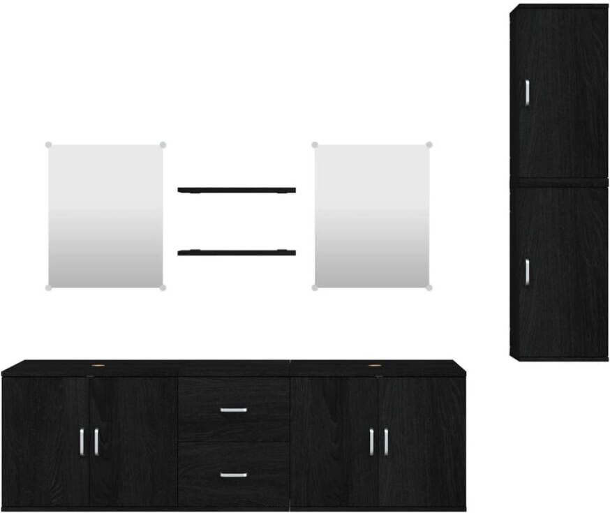 Vida XL vidaXL 7-delige Badkamermeubelset bewerkt hout zwart-VXL-242561 - Foto 3