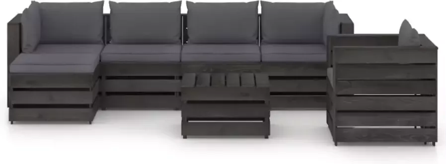 VIDAXL 7-delige Loungeset met kussens grijs geïmpregneerd hout