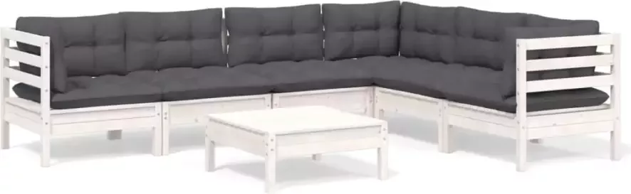 VIDAXL 7-delige Loungeset met kussens massief grenenhout wit - Foto 2