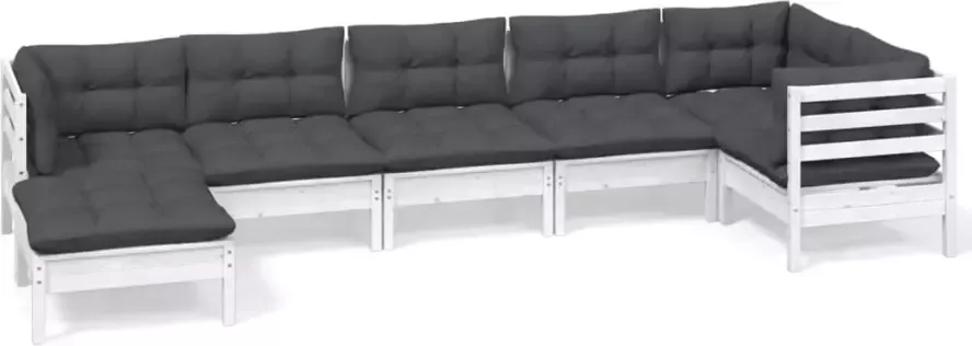 VIDAXL 7-delige Loungeset met kussens massief grenenhout wit - Foto 2