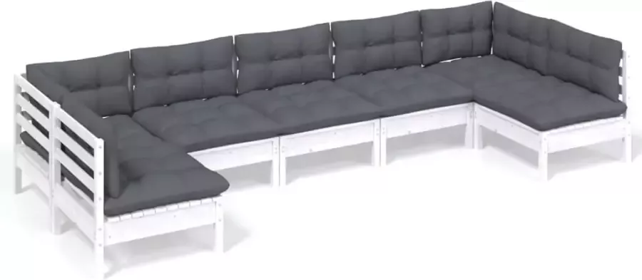 VIDAXL 7-delige Loungeset met kussens massief grenenhout wit - Foto 2