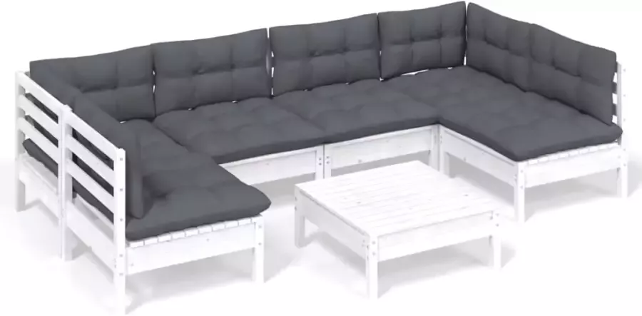 VIDAXL 7-delige Loungeset met kussens massief grenenhout wit - Foto 2