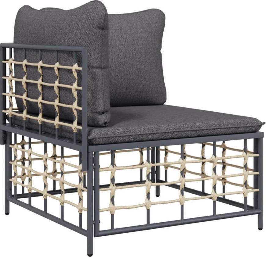 VIDAXL 7-delige Loungeset met kussens poly rattan antracietkleurig - Foto 1