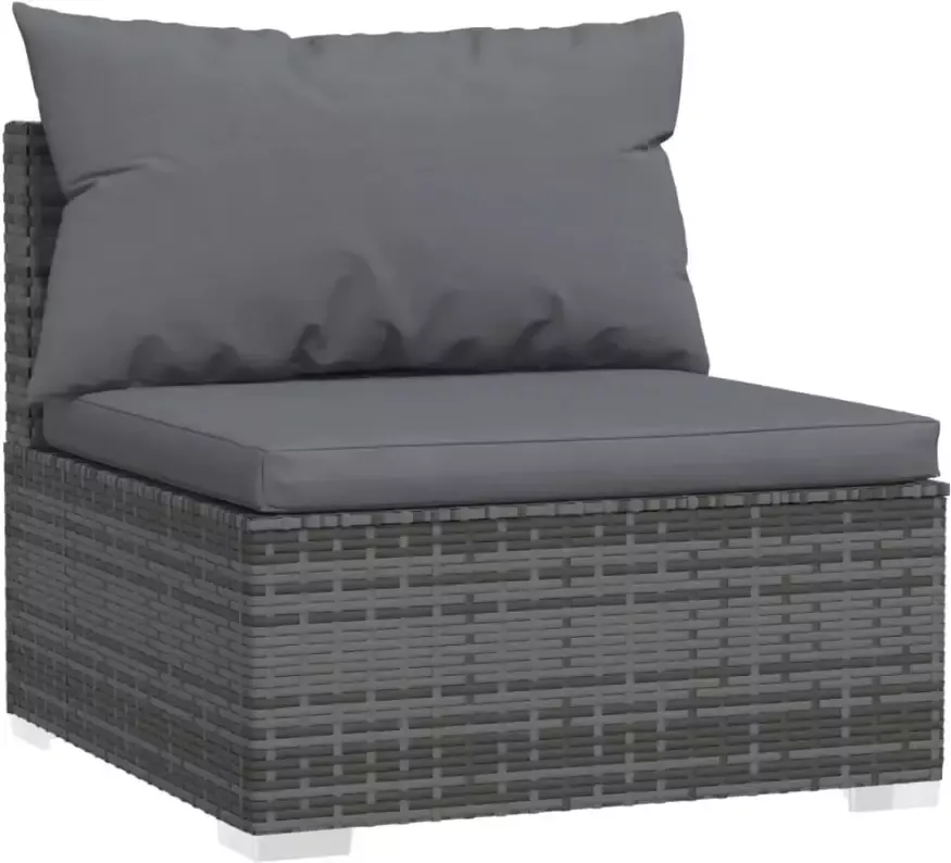 VidaXL 7-delige Loungeset met kussens poly rattan grijs