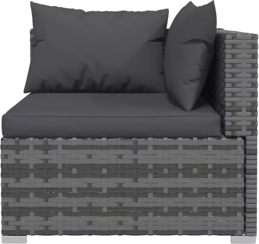 VidaXL 7-delige Loungeset met kussens poly rattan grijs