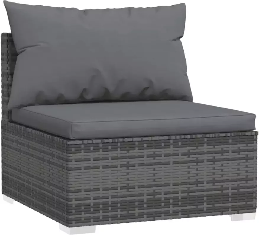 VidaXL 7-delige Loungeset met kussens poly rattan grijs