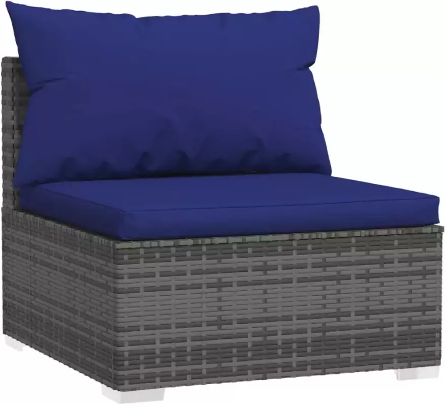 VidaXL 7-delige Loungeset met kussens poly rattan grijs