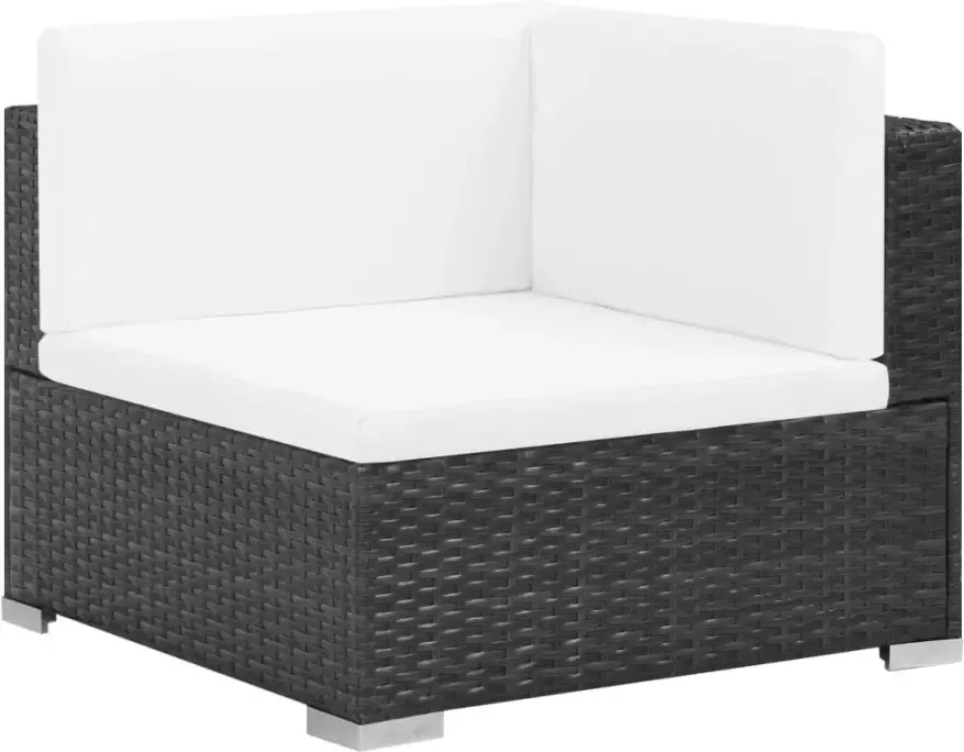 VIDAXL 7-delige Loungeset met kussens poly rattan zwart - Foto 2